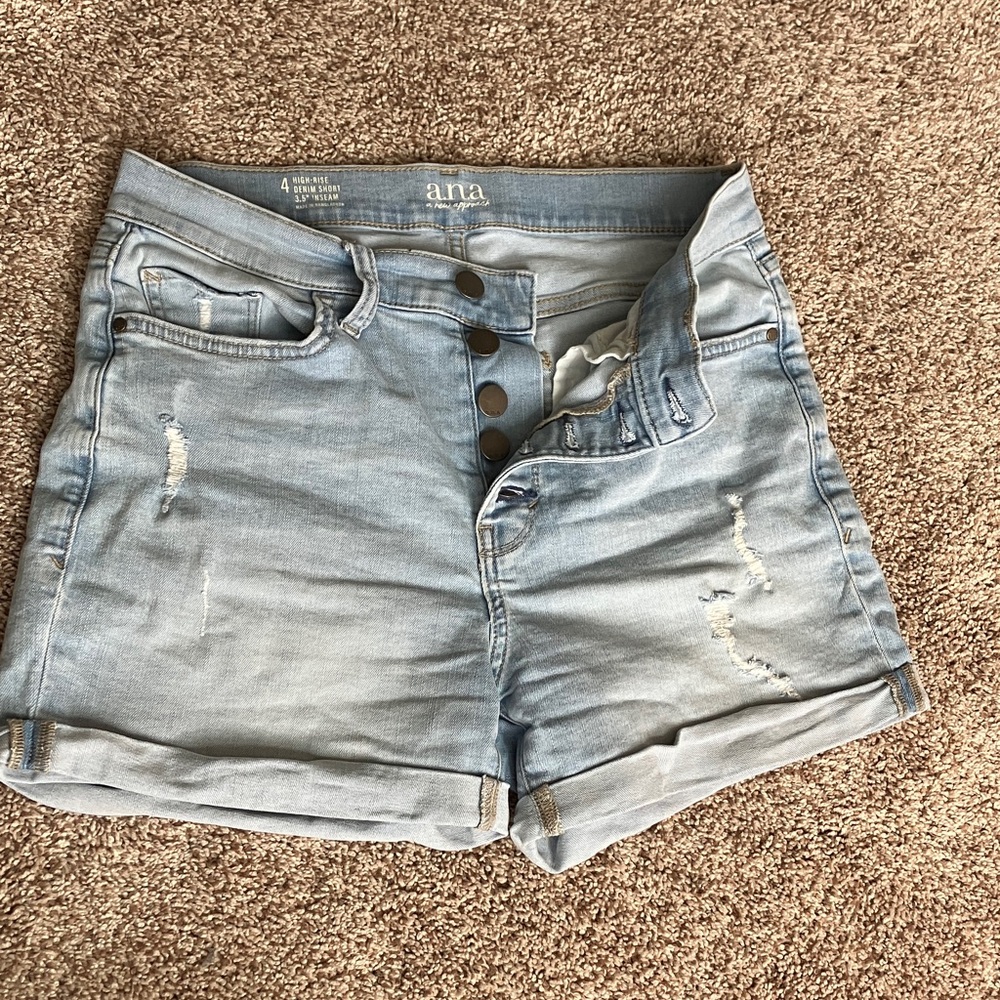 a.n.a Light Blue Jean Shorts with Distressed Look